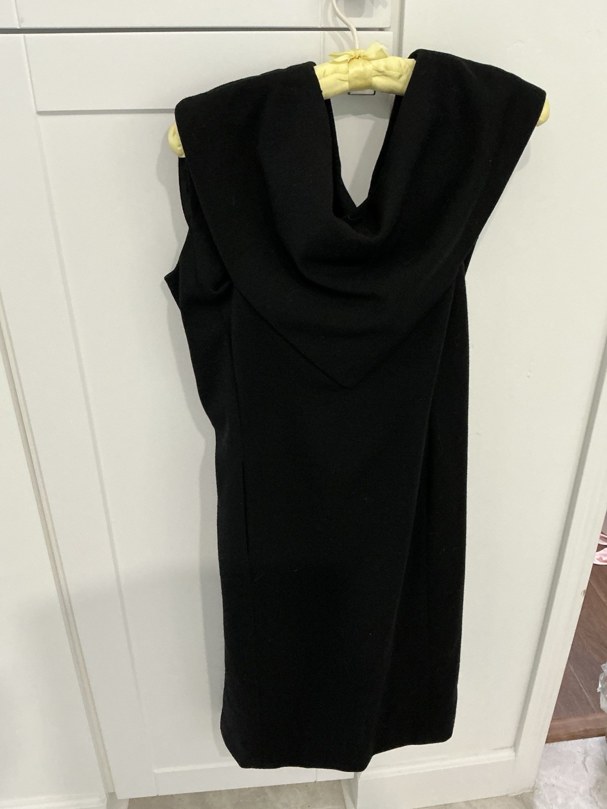 Pauline Trigere Vintage Rare Black Wool Sleeveless Cocktail Dress