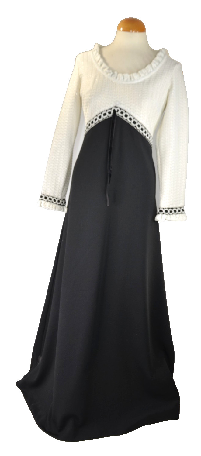 Maxi Hostess Dress Silver Shady Lane by Jonathan Logan 60s Vintage Holiday M