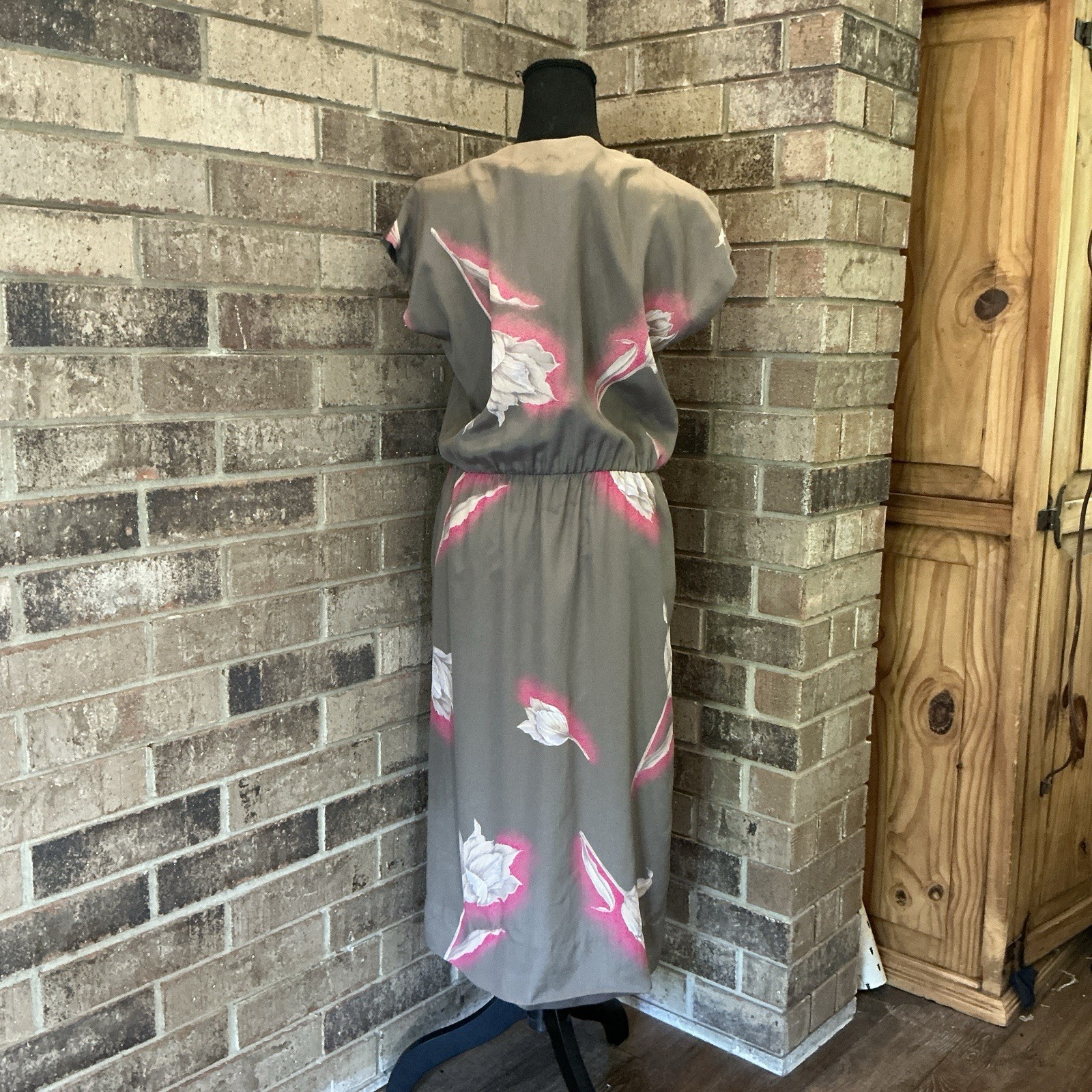 VTG Nardis of Dallas Custom Tailored Floral Tulip Midi Dress Womens Sz M/L #16F2