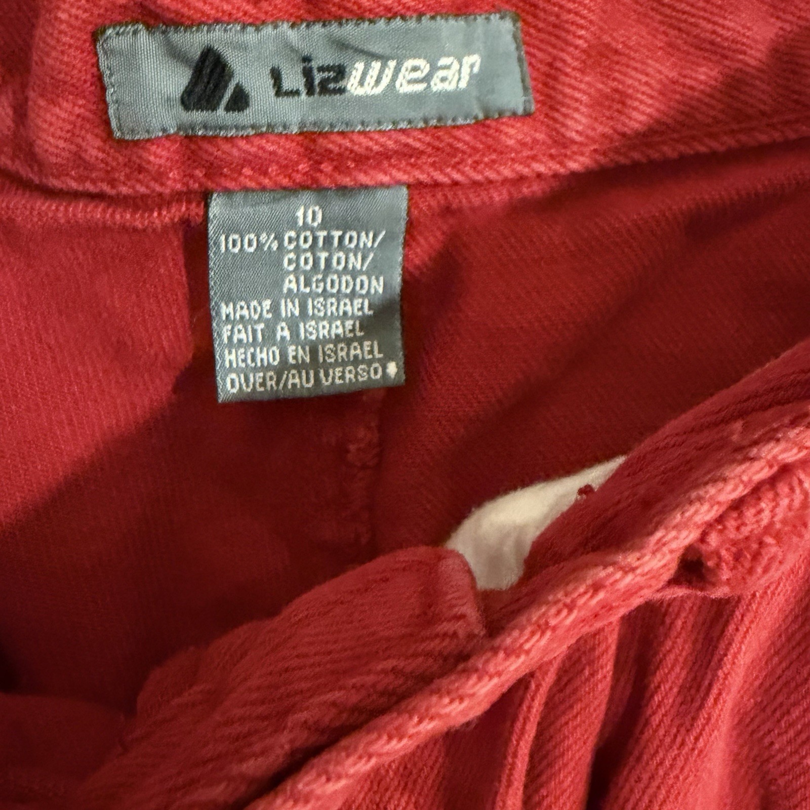 Vintage Lizwear Red High Waisted Pleated Cotton Shorts Mom 10 90s Retro preppy