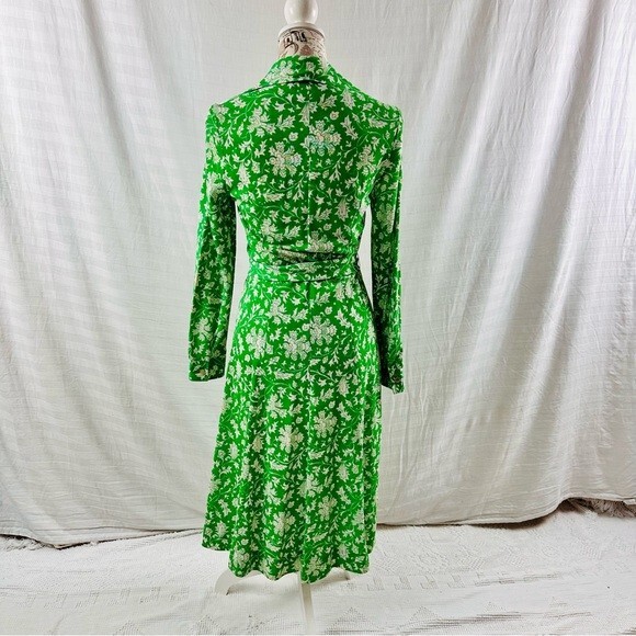 Vintage 70s The Stroller Shirt Dress Green Floral Size S/M