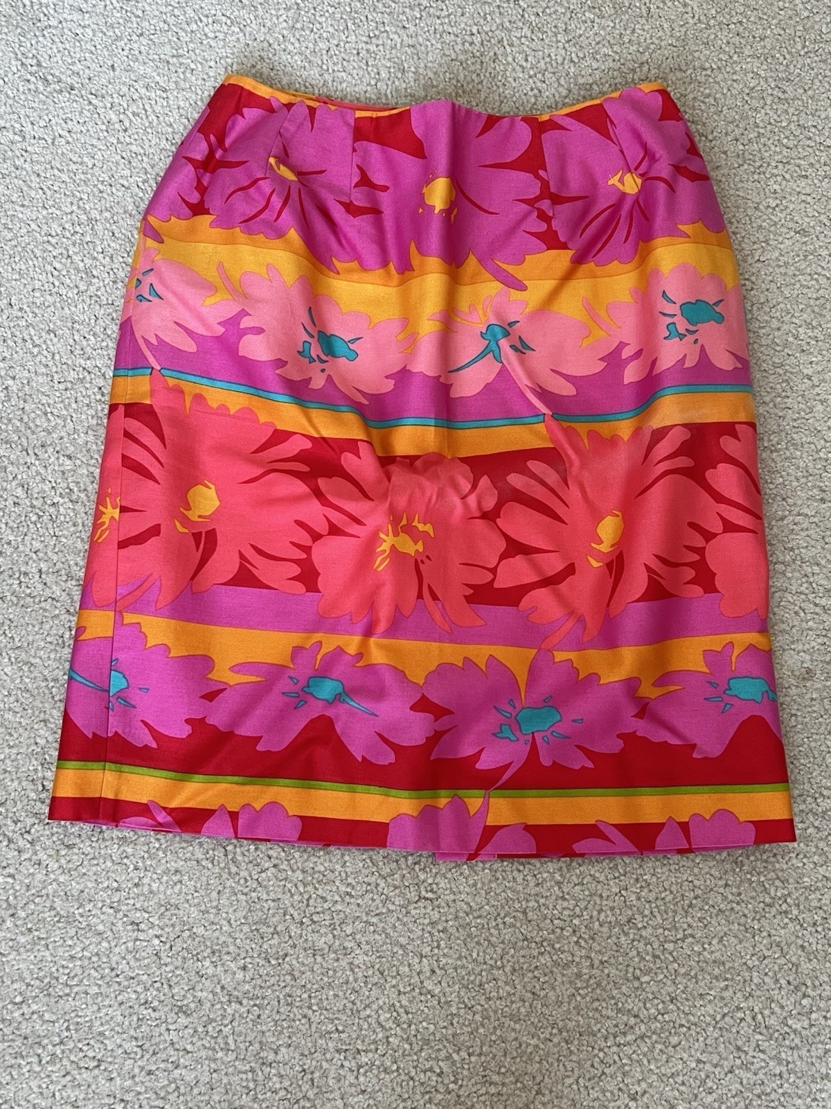 Ports Trademark Size 8 Hot Pink and Orange Floral Tropical Paradise Skirt w/zipp