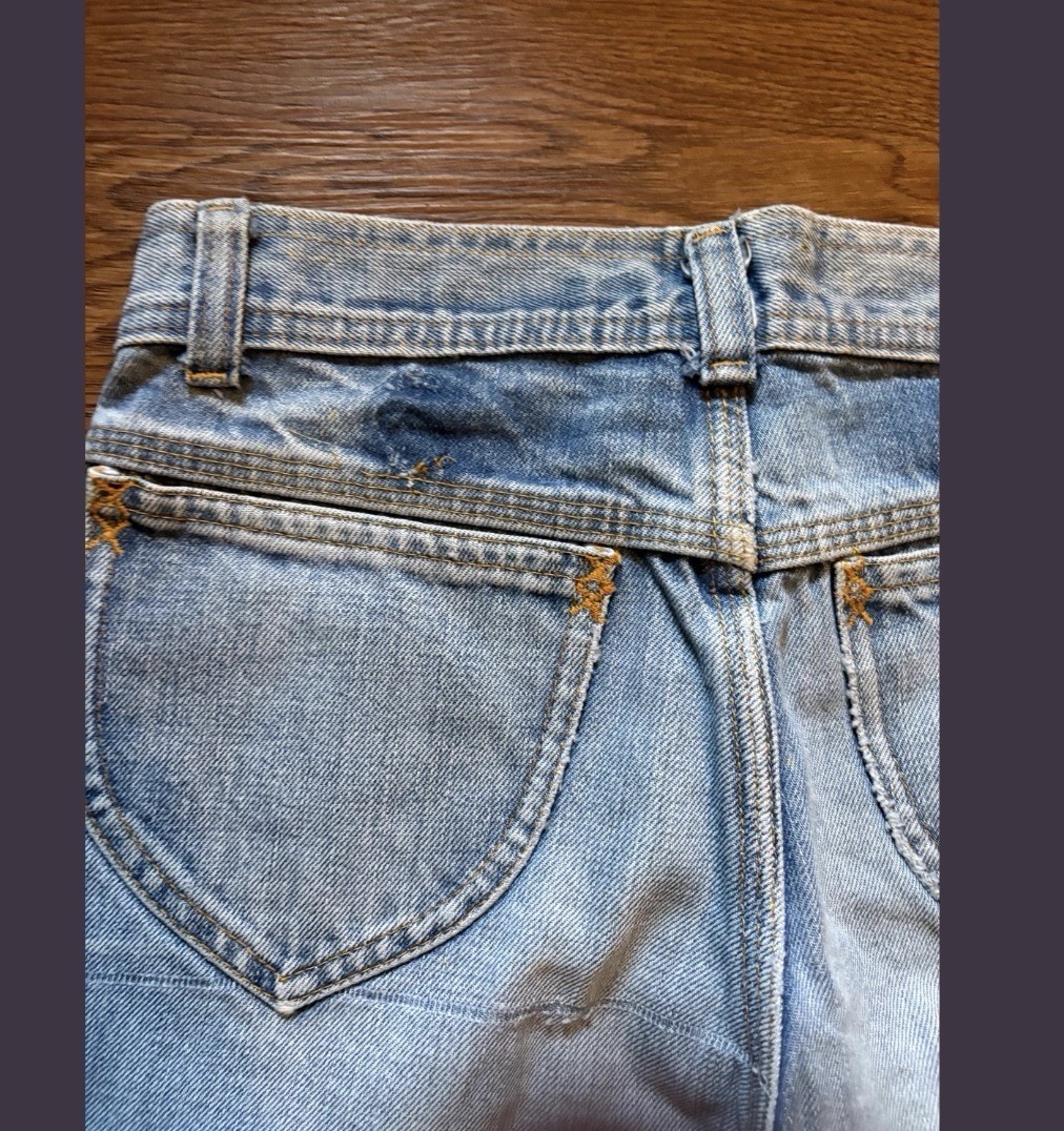 Vintage 70s HASH Jeans Front Seam Bell Bottoms High Waisted Flare Size 28 X 30