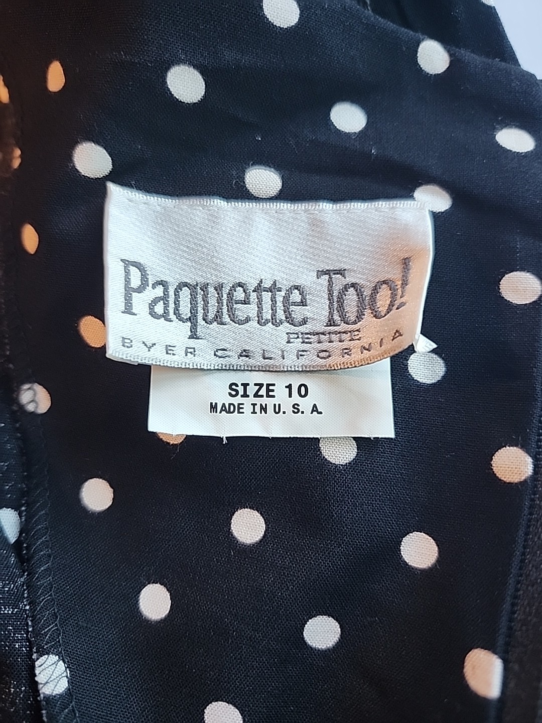 NWT Vintage Paquette Too Black Floral And Pokeadot Midi Size 10