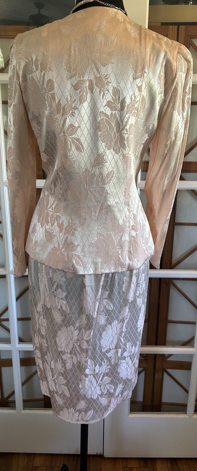 Vintage Michael Marcella Ltd Pink Jacquard 2 Piece Set Size 6?
