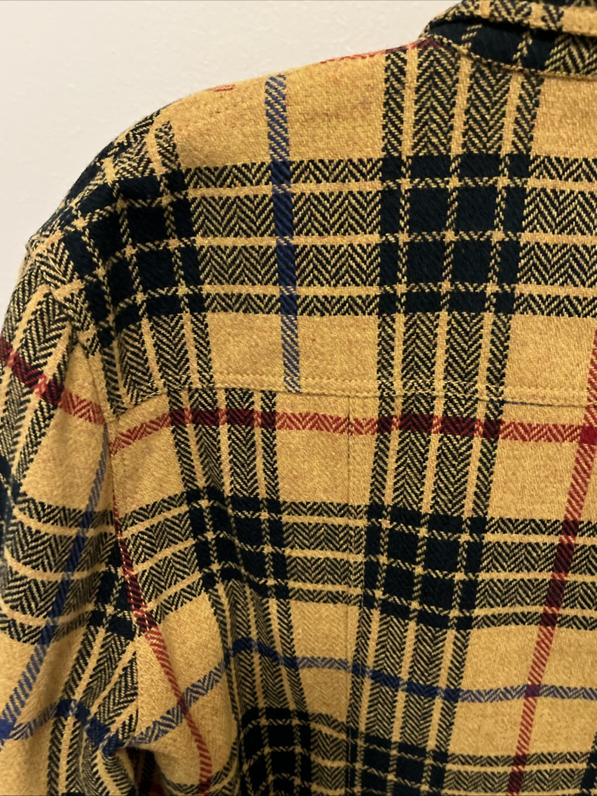 VINTAGE Les Copains Blue Eagle Yellow Plaid Jacket Italy Sz 42 Wool Blend Grunge