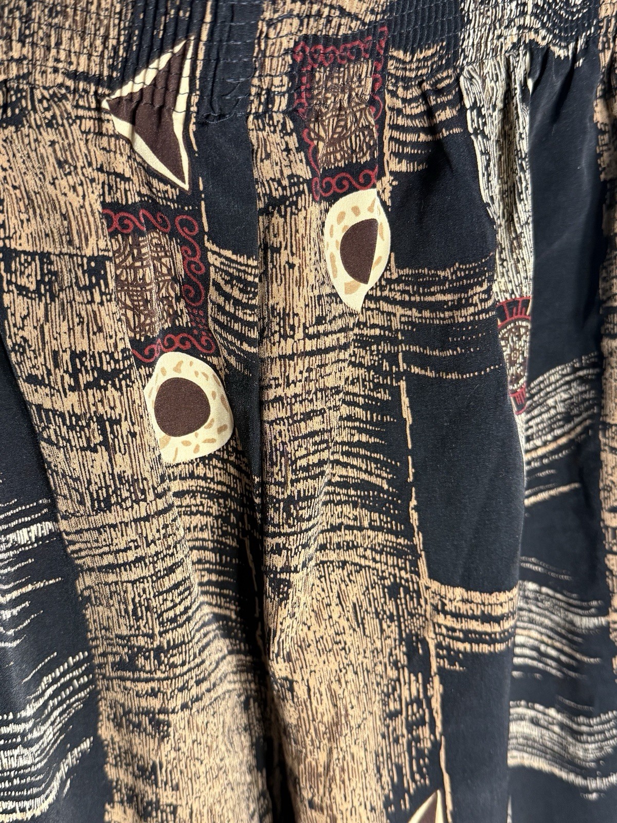 Y2K Geometric Design Brown/Tan Peter Popovich Pants, Serious Screech Vibes