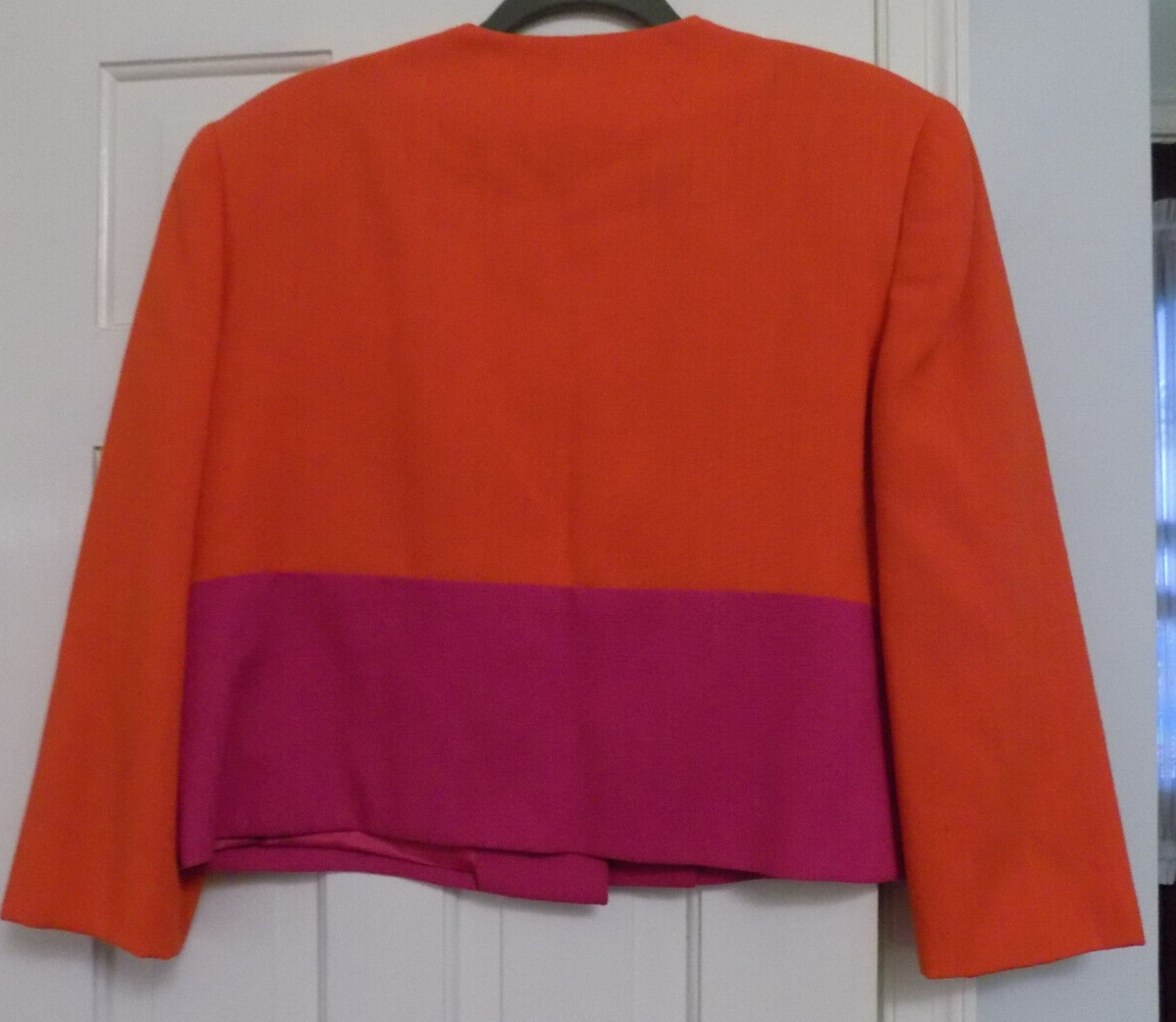 Vtg Gilmor Sz 10 Boxy Button Jacket Blazer Colorblock Bright Orange Fuchsia Pink