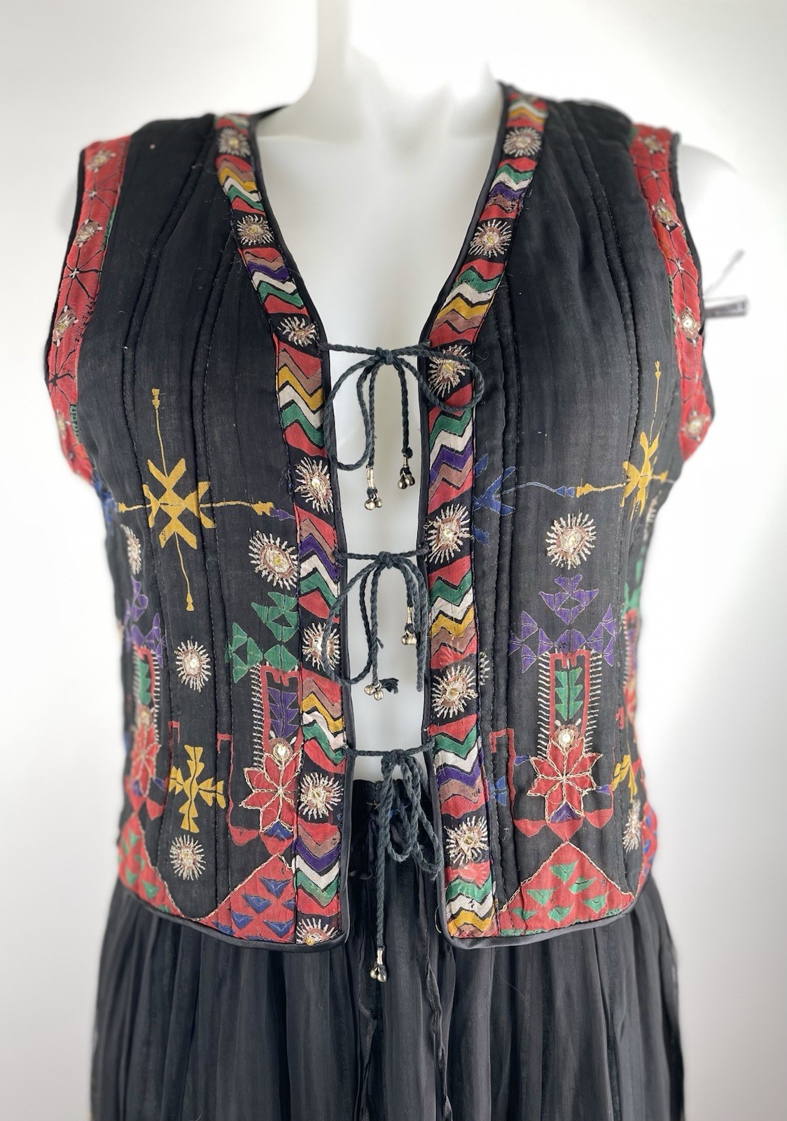 VTG 70s 80s Skirt Set Gauze Hippy Boho Festival SZ M Rayon (DAMAGED AS IS