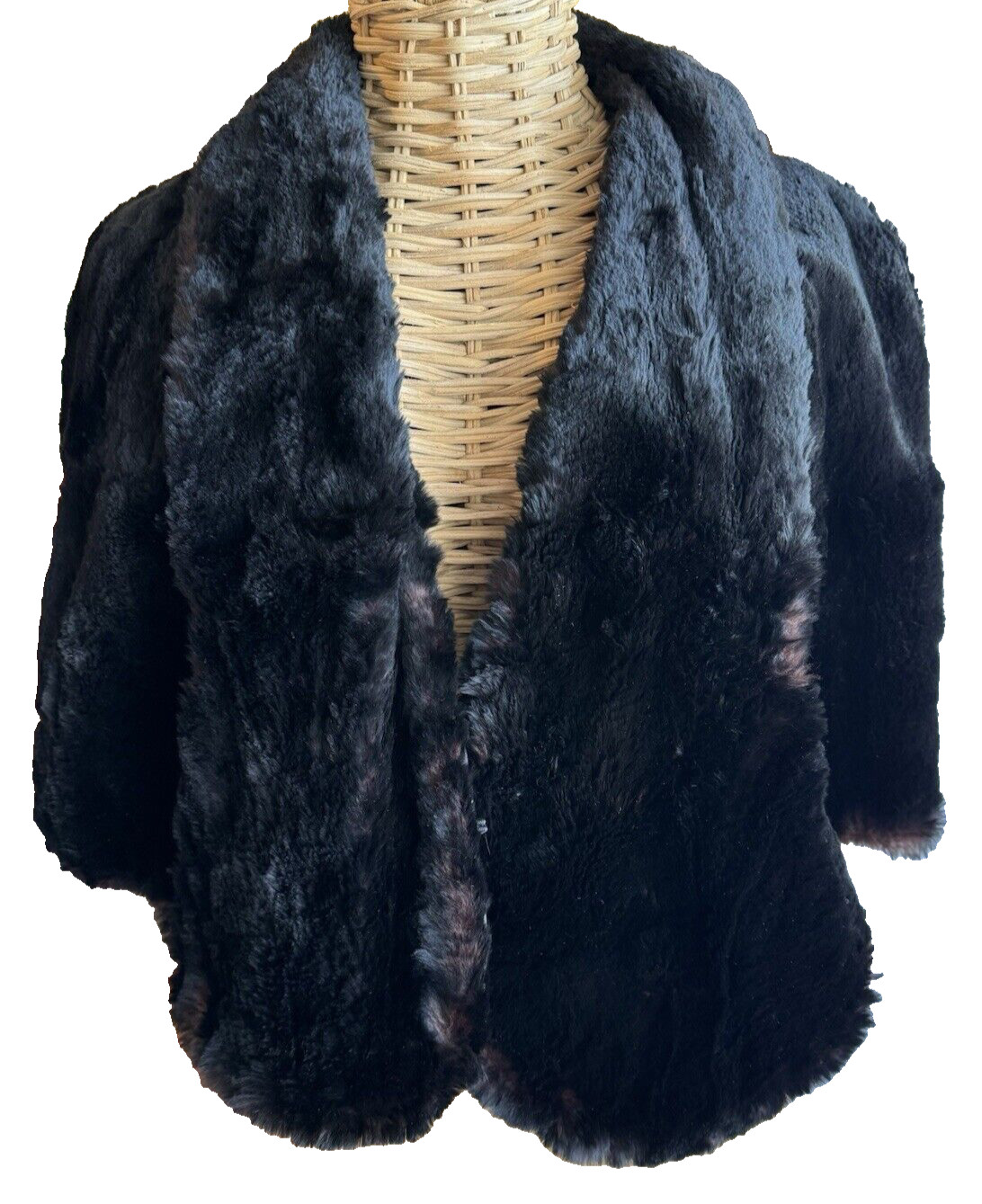 Vintage Wrap Stole Capelet Black Rabbit Fur Feldman Furs Lined
