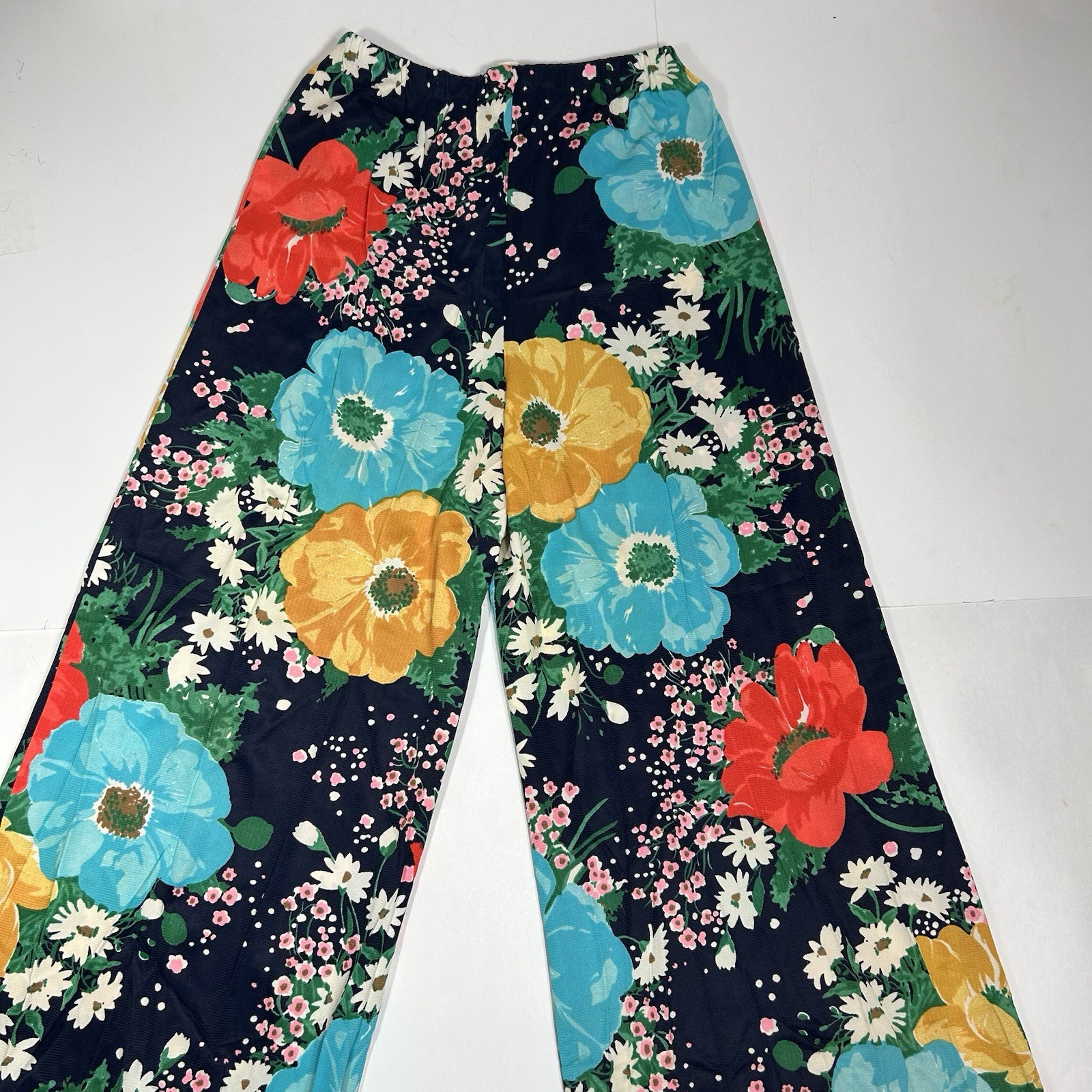 NWT Vtg 60s PARADE NY 2pc Set Multi Floral Button Up Top & Wide Leg Pants Sz 14