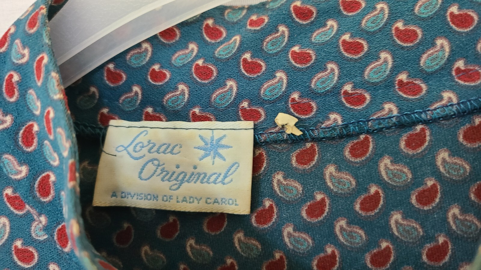Vtg Lorac Original By Lady Carol Teal Paisley Crepe Blouson Belted Dress