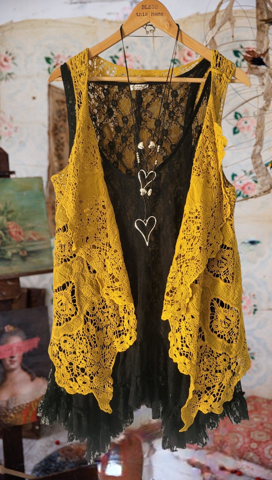 Magnolia Style Light Beige Vintage Distressed hippie boho Tunic shirt top S