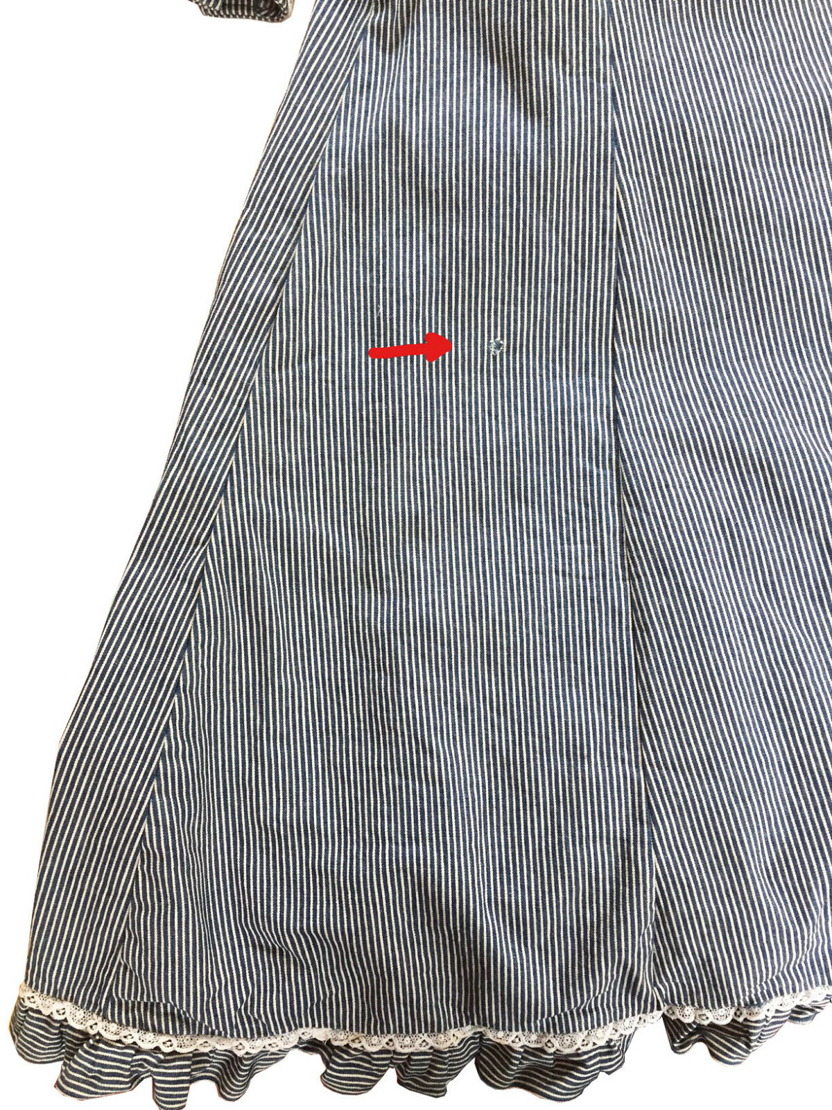 AUNT ABIGAIL’S ATTIC Vintage Prairie Dress Striped Cotton Denim w Belt Size S