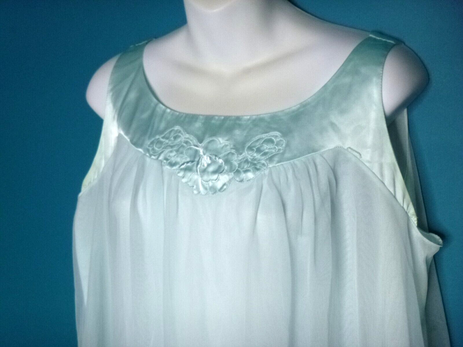 Vtg Gossard Artemis AQUA 2 Layer Chiffon Overlay Short Nightgown Sz M