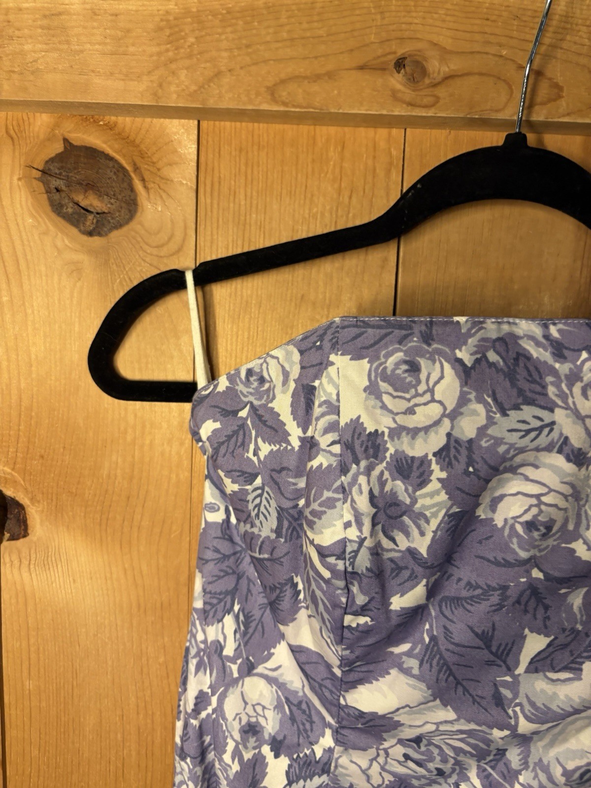 VTG Laura Ashley Dress Strapless Floral Purple XS/S Draped Bow 34/32 (tiny Flaw