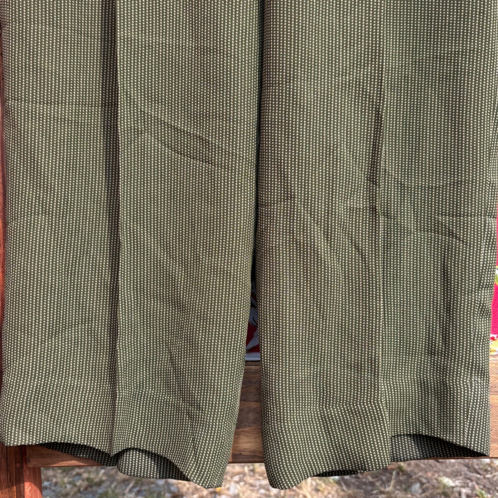 Vintage Army+Chartreuse Green Polka Dot High Rise Wide Leg Trouser Pants Size L