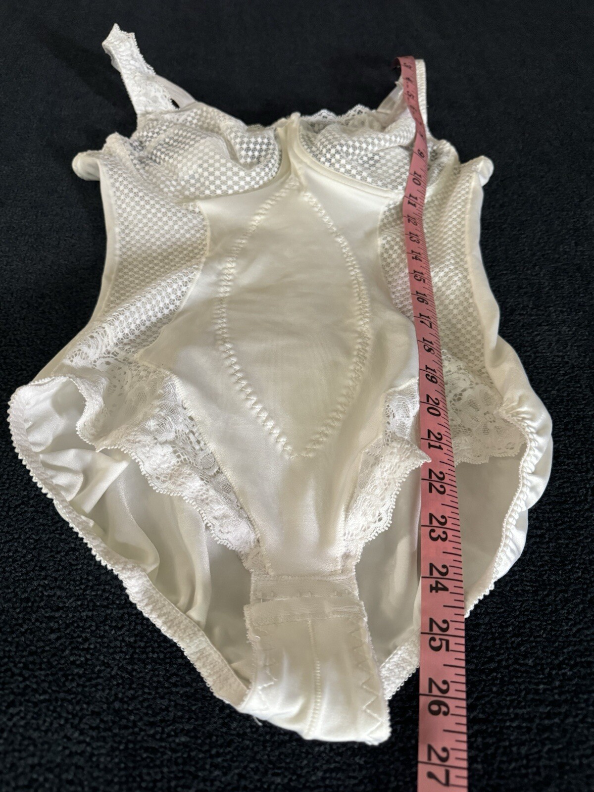 Vintage White Lace Teddy Lingerie By Goddess Size 38B Bodysuit 70s 80s Underwire