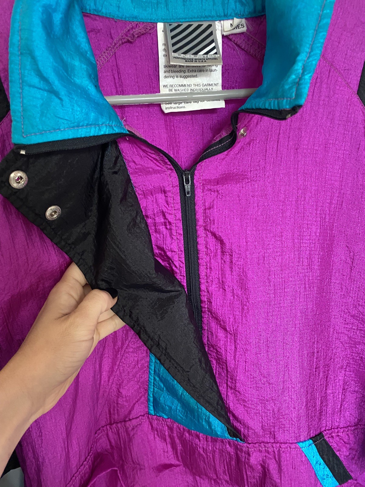 Sunbuster Vintage 80s Blue & Purple Athletic Windbreaker Jacket size M