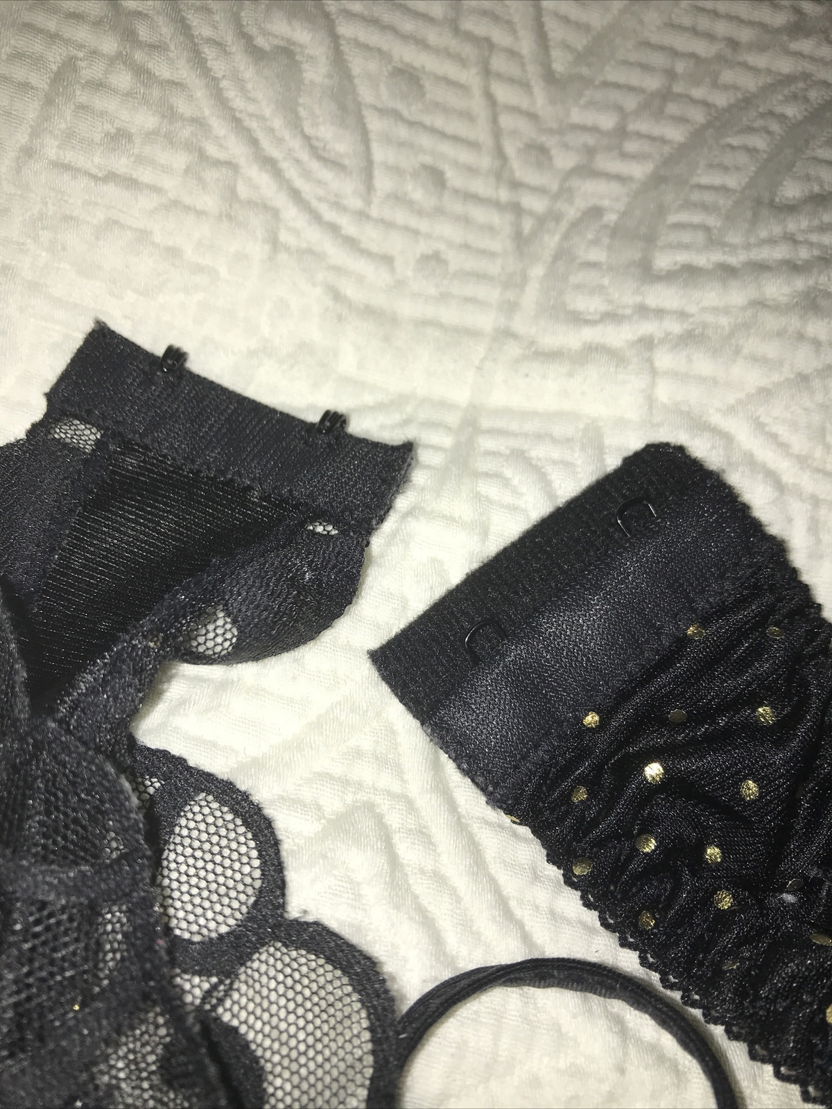 Vintage Teddy ROMPER Bodysuit ROMANTIC FASHIONS~stretch BLACK/GOLD DOT WOMANS M