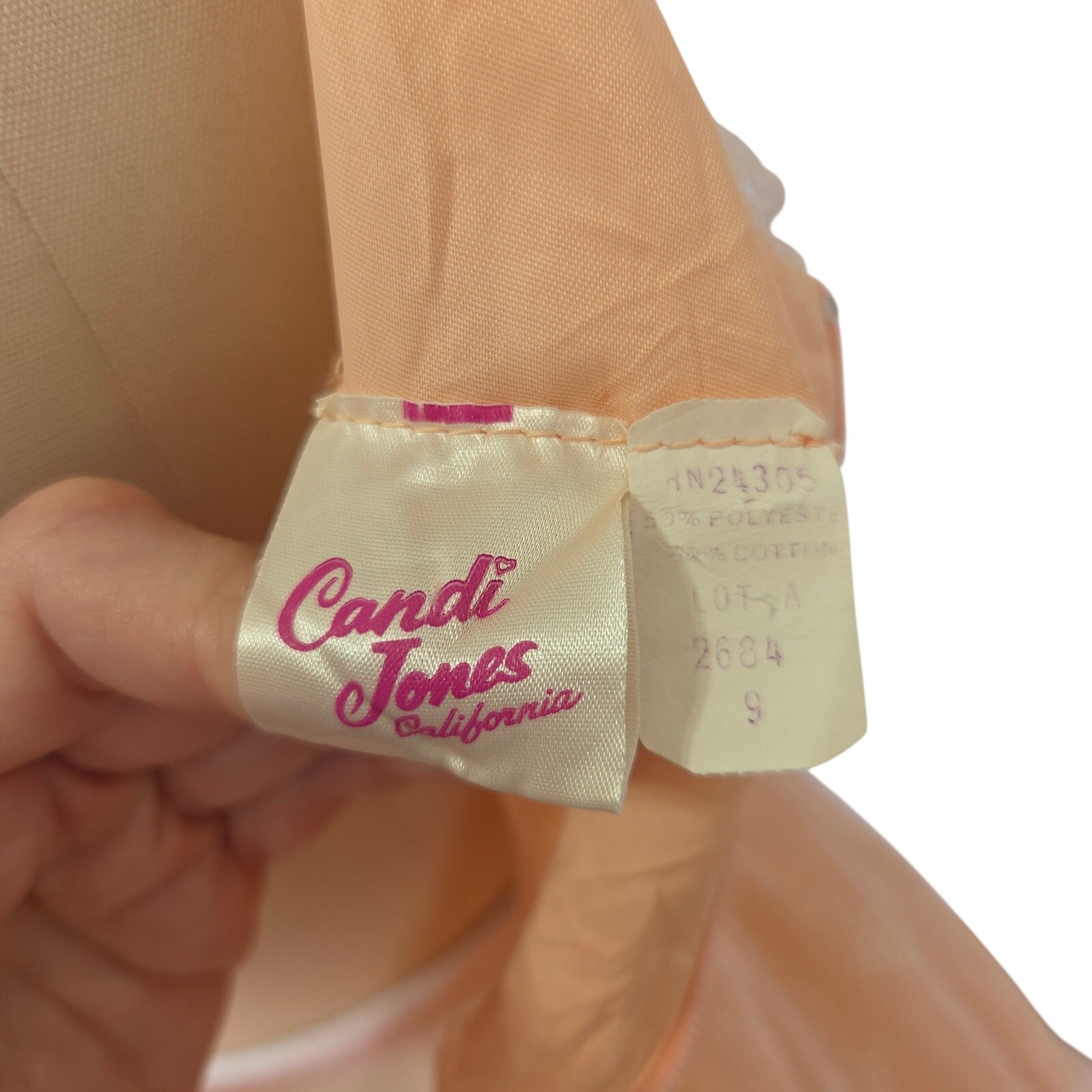 Candi Jones Vintage 70s Prairie Midi Dress Size S 9 Peach Pink Corset Lace Up