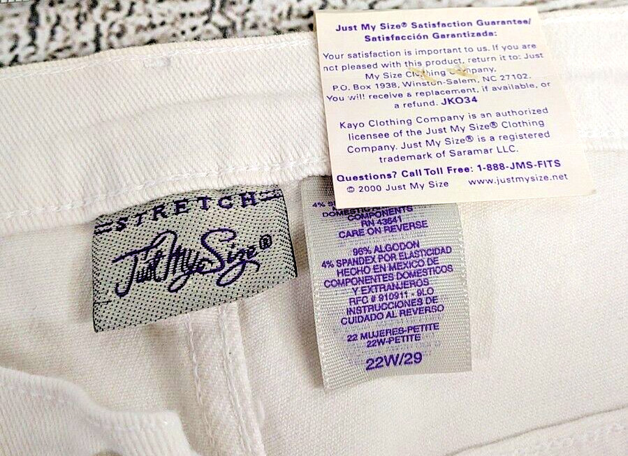 Y2K Just My Size Stretch White Denim Jeans Vintage 2000 Women’s Size 22W/29 NEW