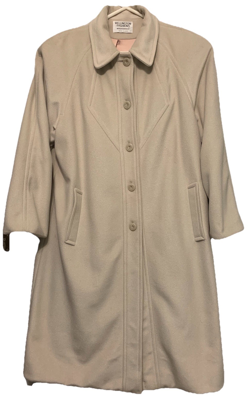 Vtg 1960s Wellington Kashmiracle Coat Women M/L Ivory Lined Retro Old Money USA