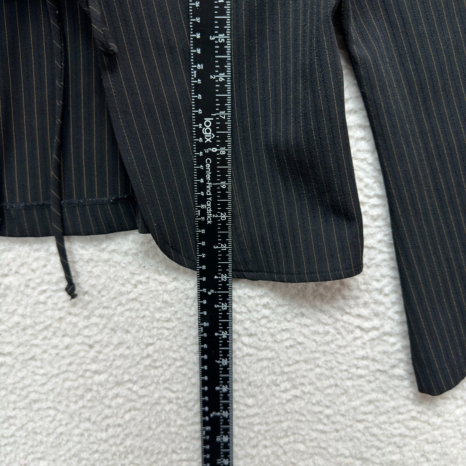 90s Y2K Vintage Blazer Jacket Top Large Black Open Tie Front Corpcore Office