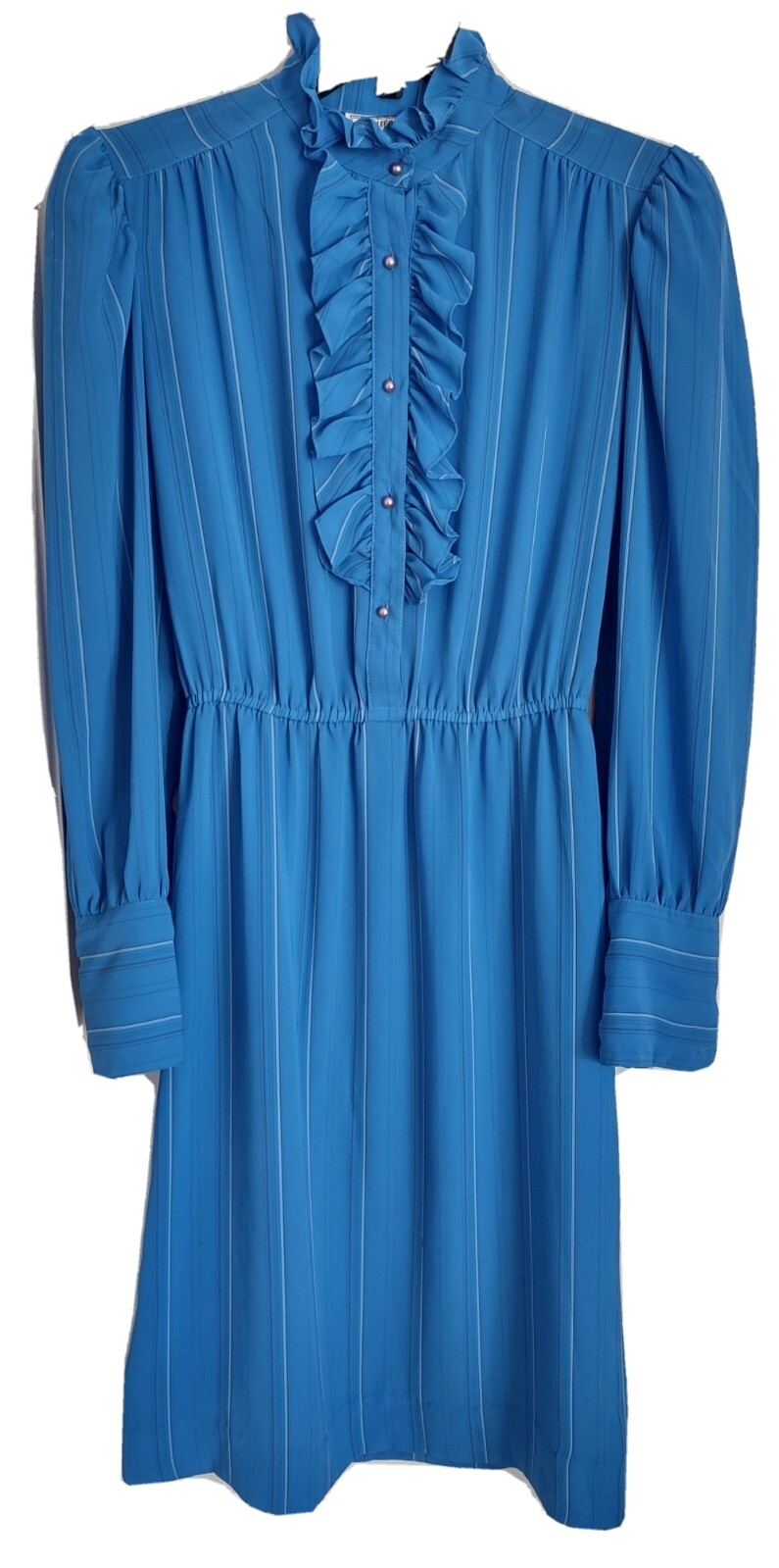 Vintage 80s Sky Blue Dress Charlee Allison For Eljay Perfect Condition Small 7/8