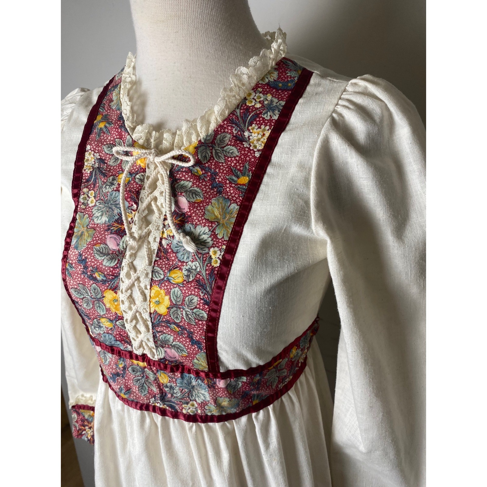 Joseph Magnin Bow Age Vintage 1960s Prairie Maxi Dress Prairie Boho Fesival