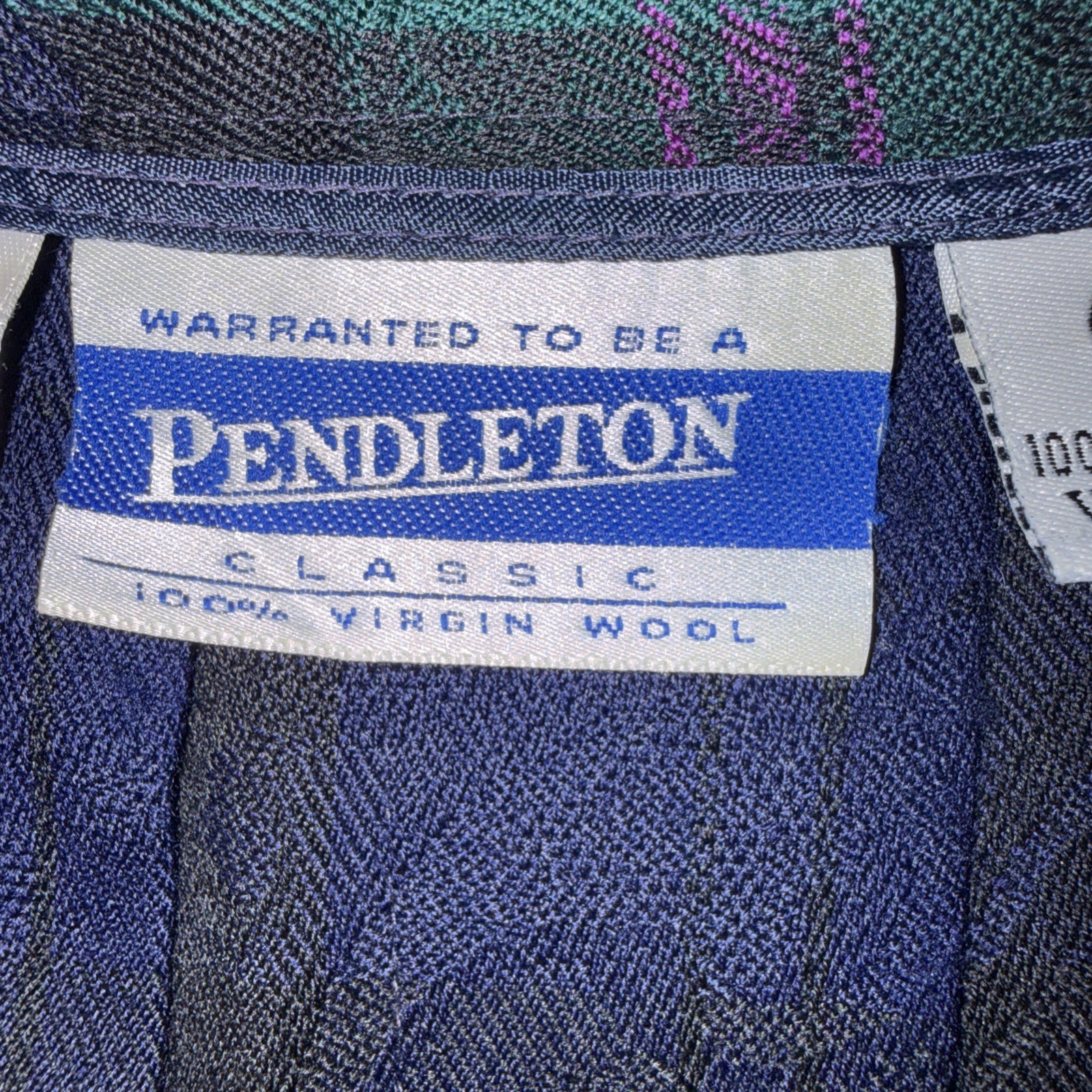 VTG Pendleton Wool Tartan Plaid Skirt Pleated Navy Pink Green Size 16 Timeless