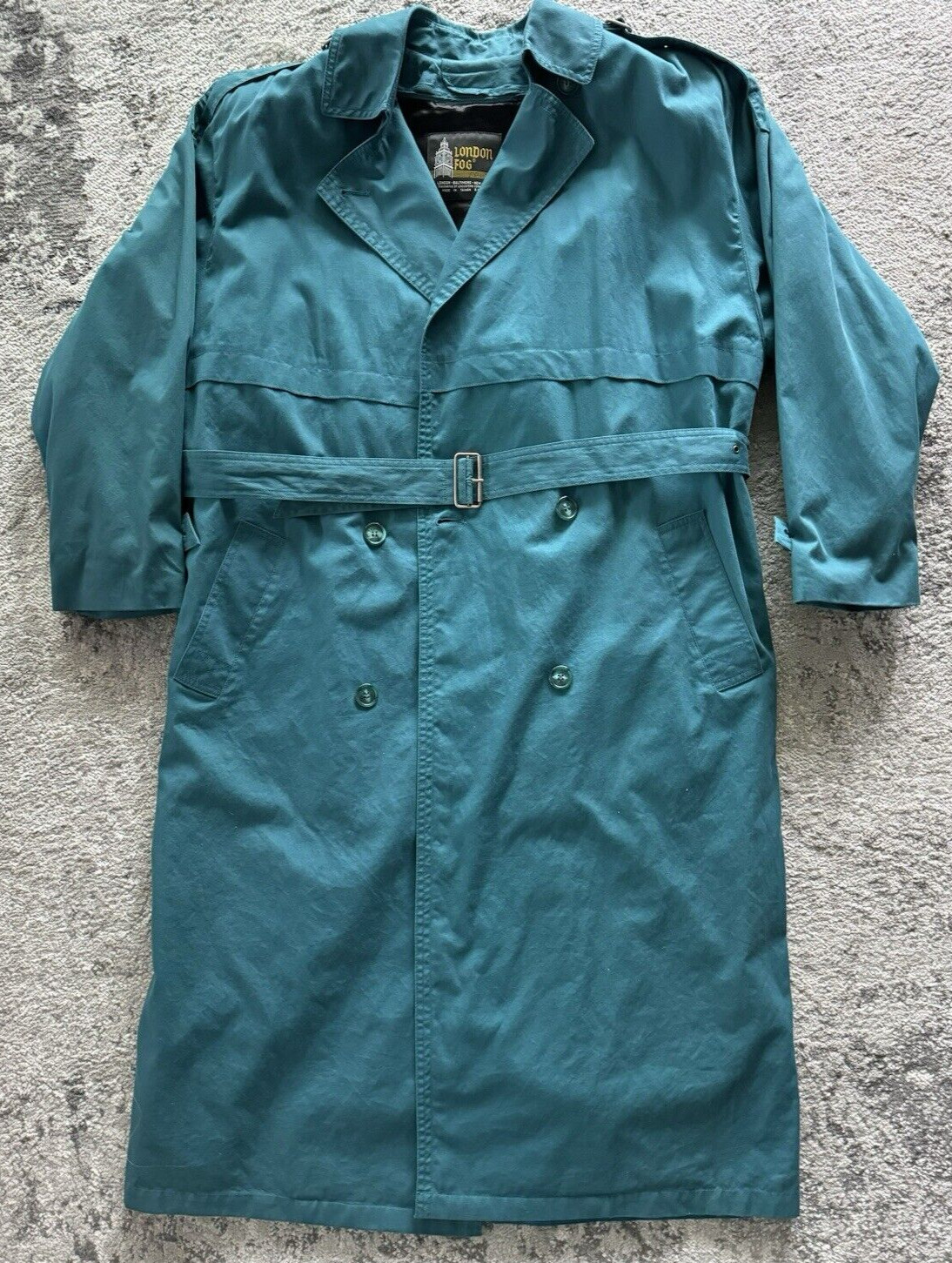VTG London Fog All-Weather Trench Coat Women’s Sz 14 Classic Teal w/Wool Lining