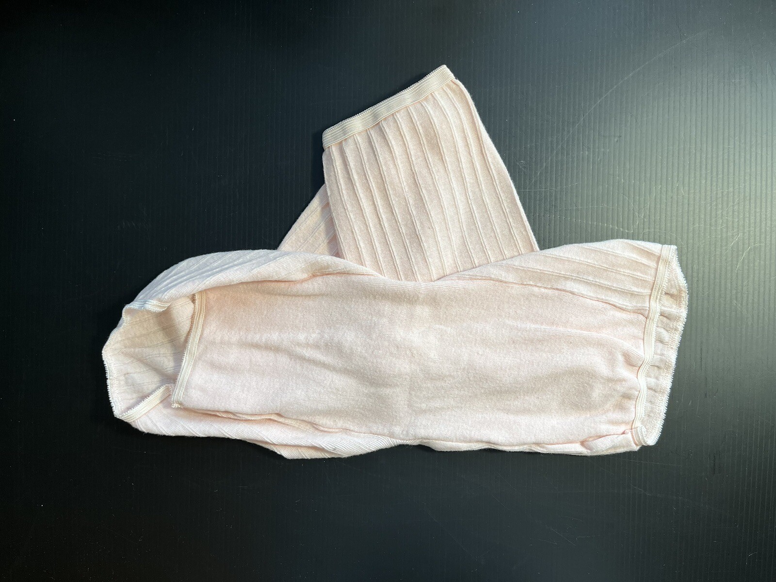 VTG 60-70s STRETCHY RIB KNIT HIGH WAISTED LONG LEG KNICKERS BLOOMERS PINK (2)