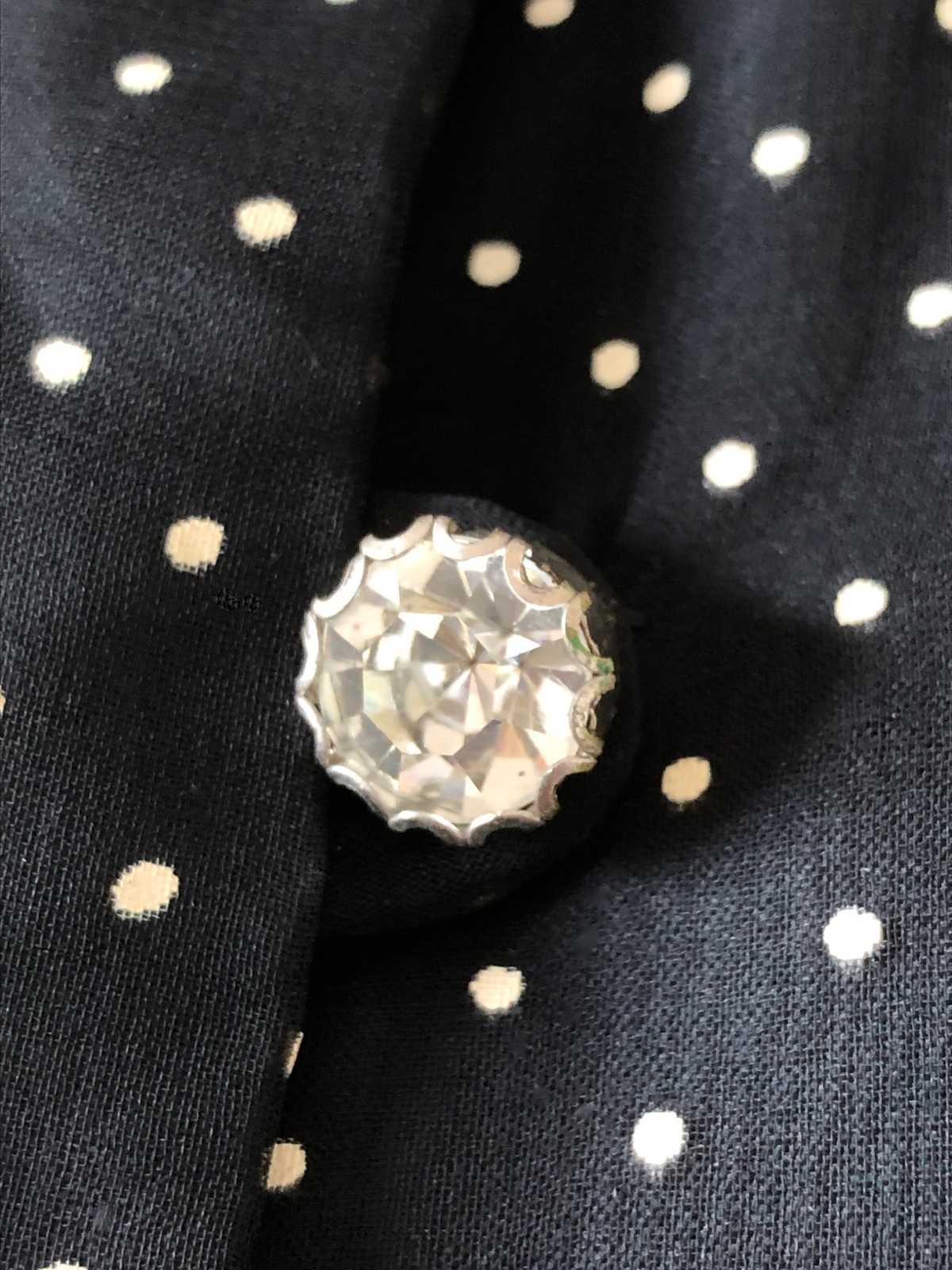 VTG 70s MARITA ANTHONY MUTO BLACK WHITE POLKA DOT RUFFLE COLLAR DRESS CHIFFON