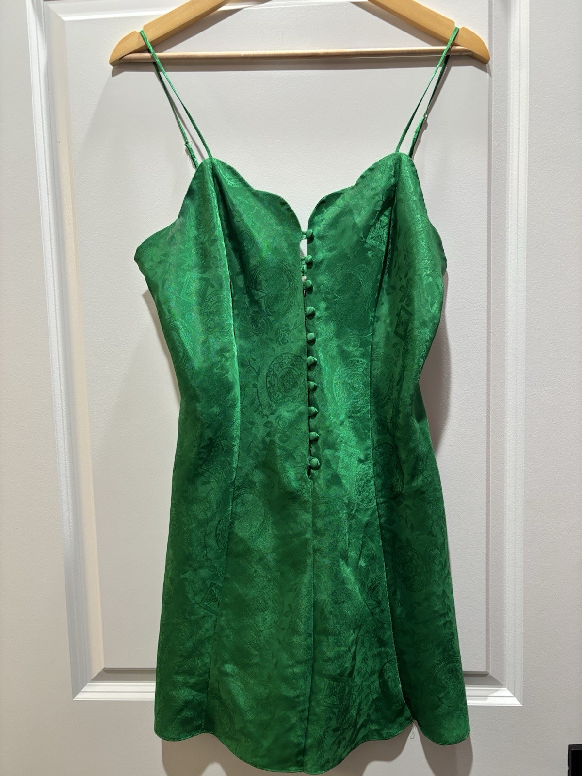 Vintage Victorias Secret Gold Label Emerald Green Floral Nightgown Slip Dress L