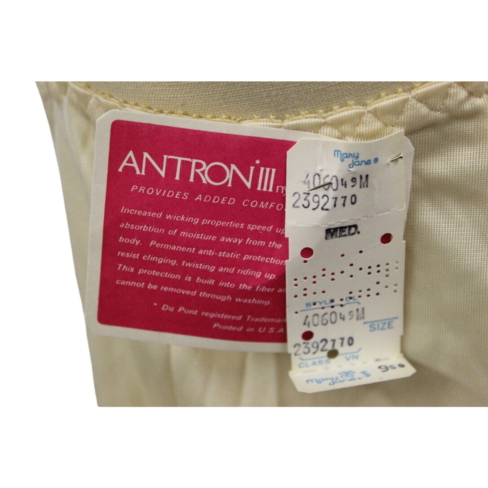 VTG 60s Mary Jane Camisole Antron Nylon Lace Keyhole Beige M NWT
