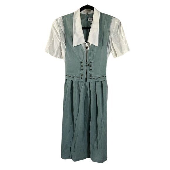Vintage 90s Betsy’s Things Green Vest Collared Dress Sz 9/10 Women’s USA Made