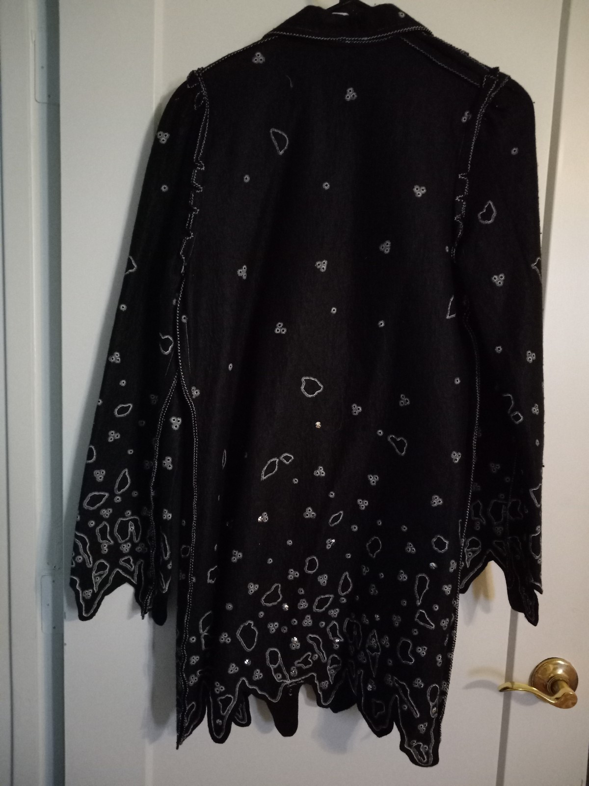 Vintage Zandra Rhodes Couture Black Felt Embellished Jacket Handmade England M