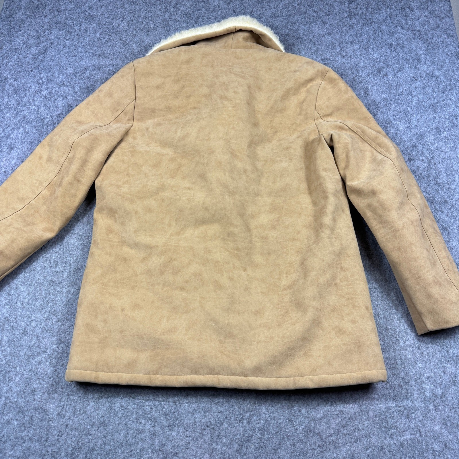 Vintage Swingster Sherpa Lined Coat Med. Faux Suede Brown Ranch Aureomycin Logo