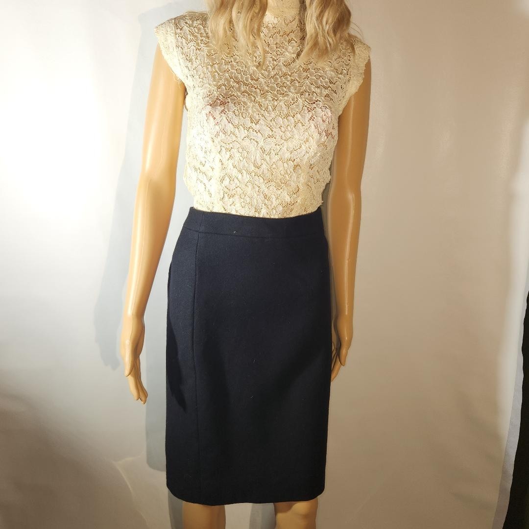 J CREW UK LTD WOOL AND POLYESTER PENCIL SKIRT SIZE 4 RETRO BUSINESS SKIRT