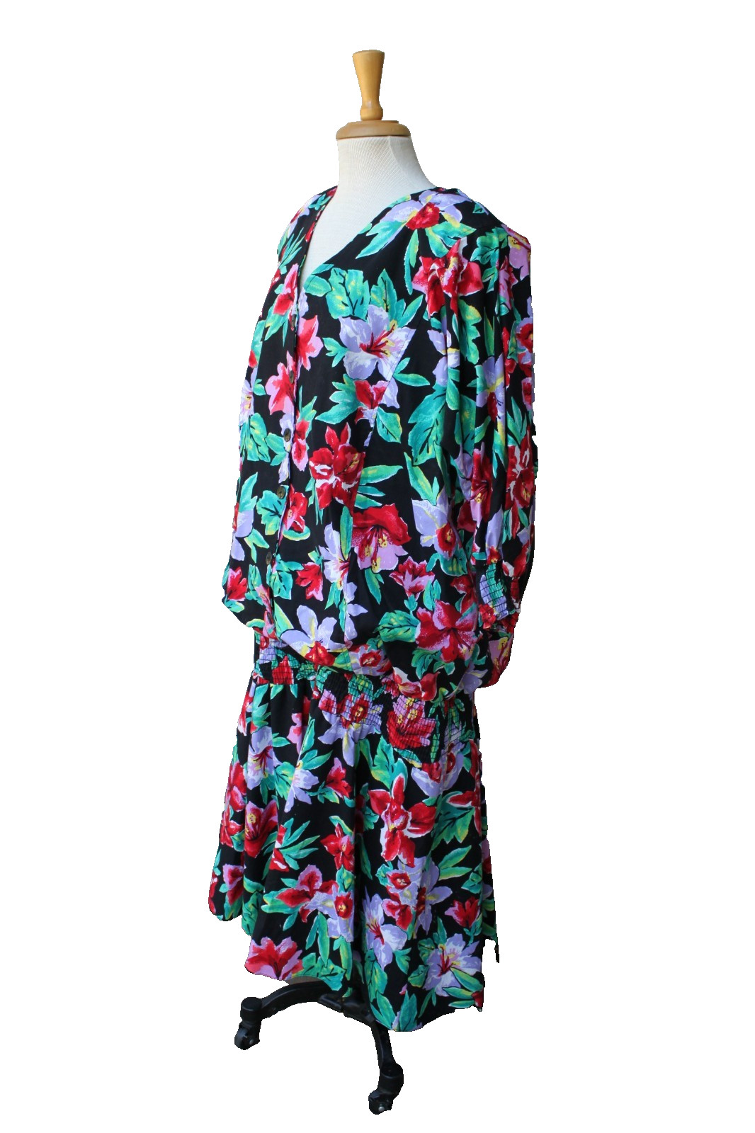 Tabby II Vintage 80’s Floral Drop Waist Dress 22 2X Whimsigoth