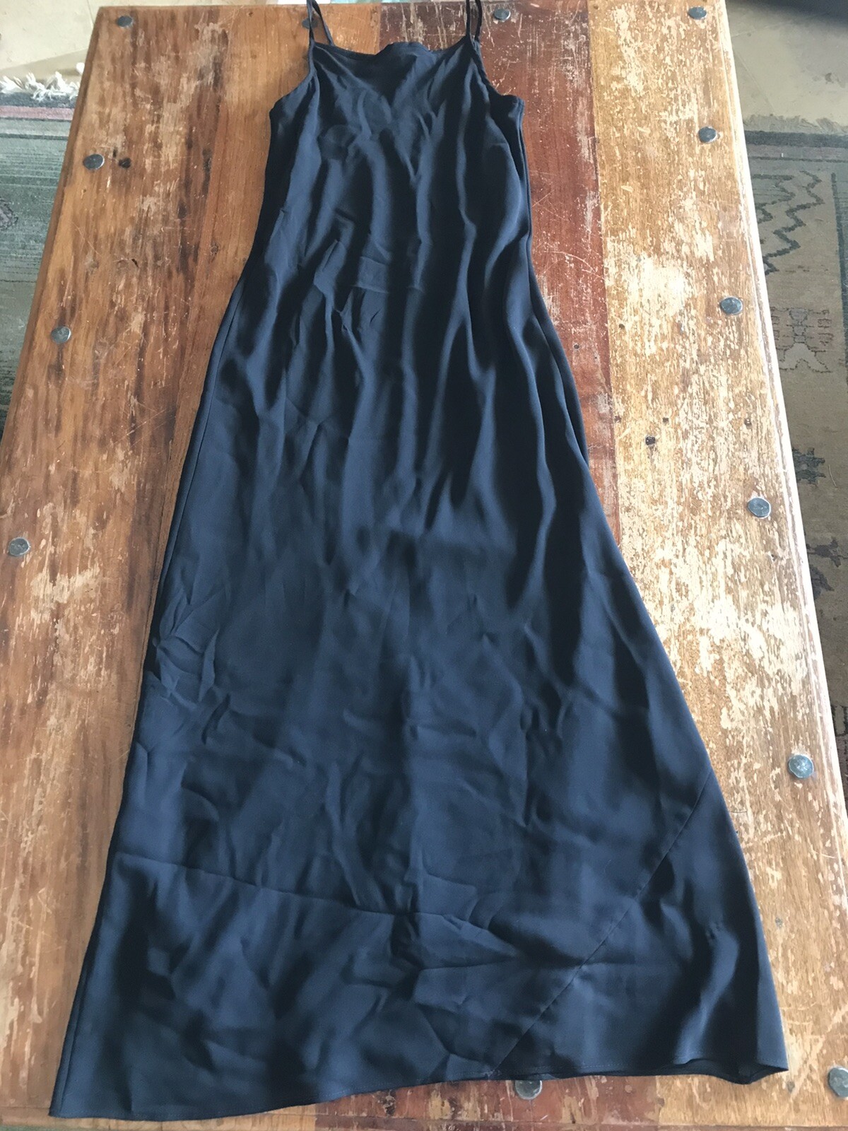 vtg 1990s long solid black maxi dress classic elegant design loose 90s fit USA