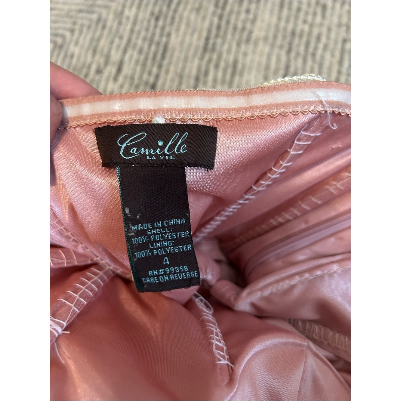 Camille La Vie.Strapless Embroidered Lace Evening Gown – Blush Size 4 Vintage