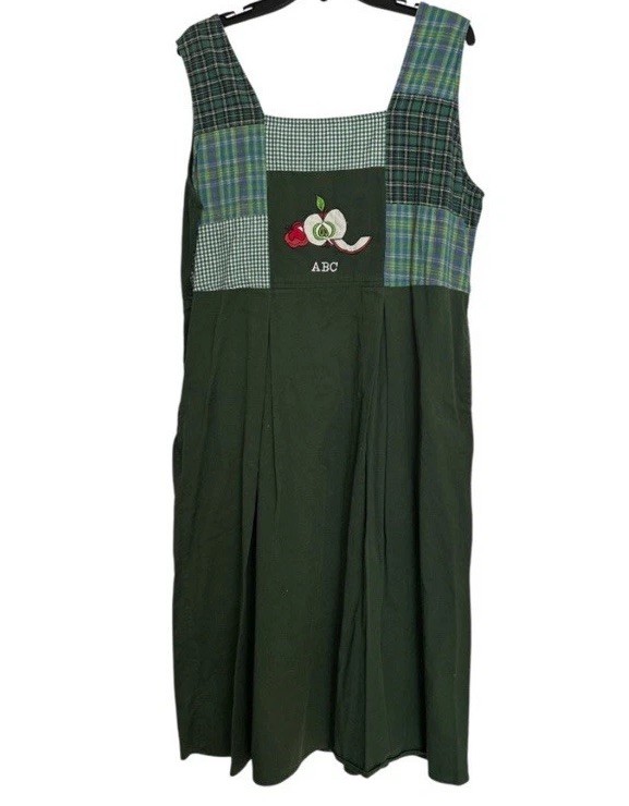 VINTAGE! TWO TWENTY! „ABC” UNIQUE JUMPER DRESS! PATCHWORK, EMBROIDERED! *RARE* !