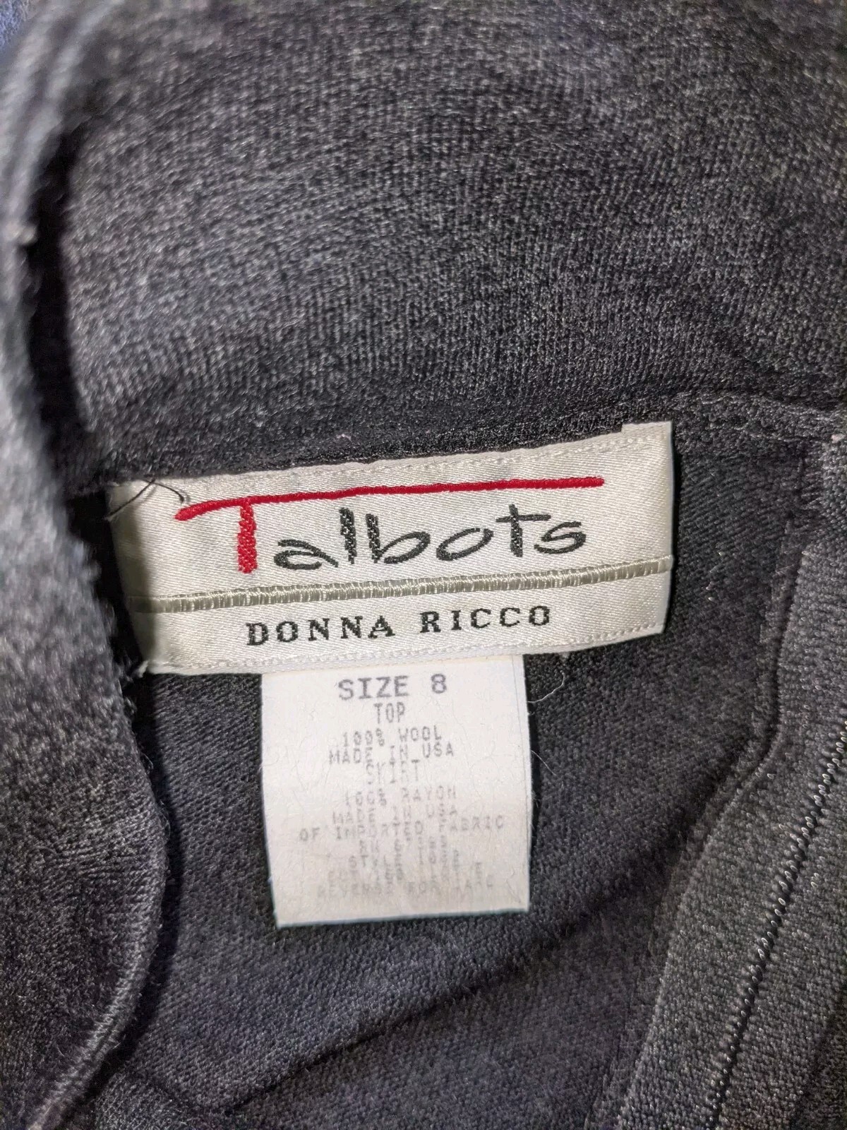 Vintage Talbot’s Donna Rico Dress Black White Houndstooth Drop Waist Size 8 Wool