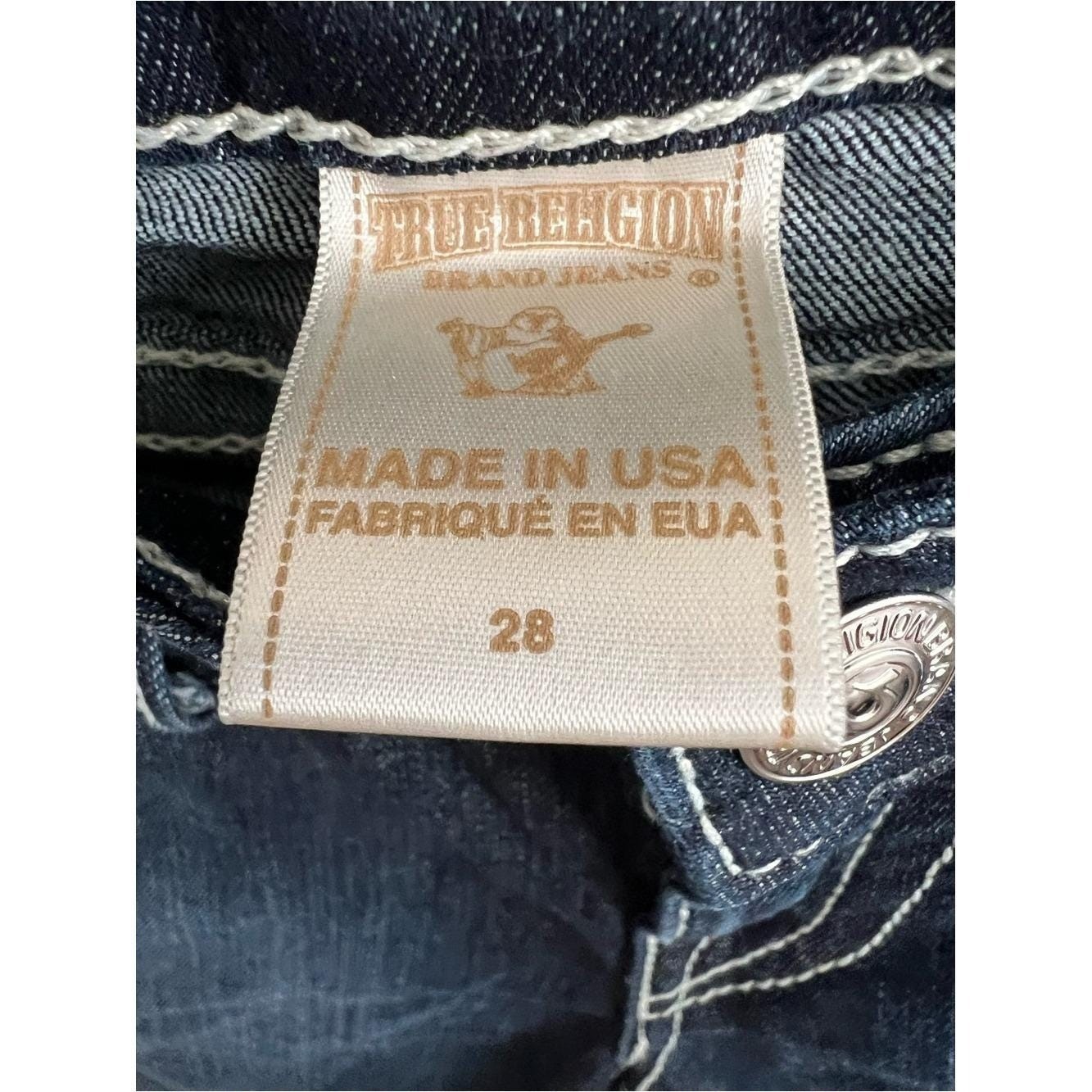 Vintage Y2K True Religion Indigo Bootcut Jeans with White Contrast Stitching