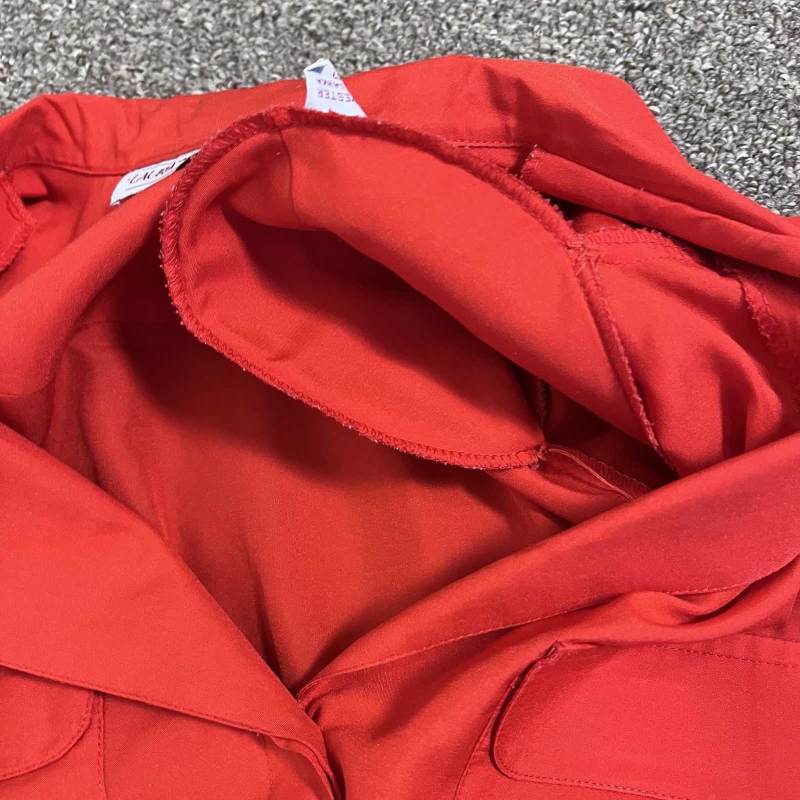 80s Vintage Button Up Top Red 1980s Dopamine Bright Preppy Shoulder Pads M L XL