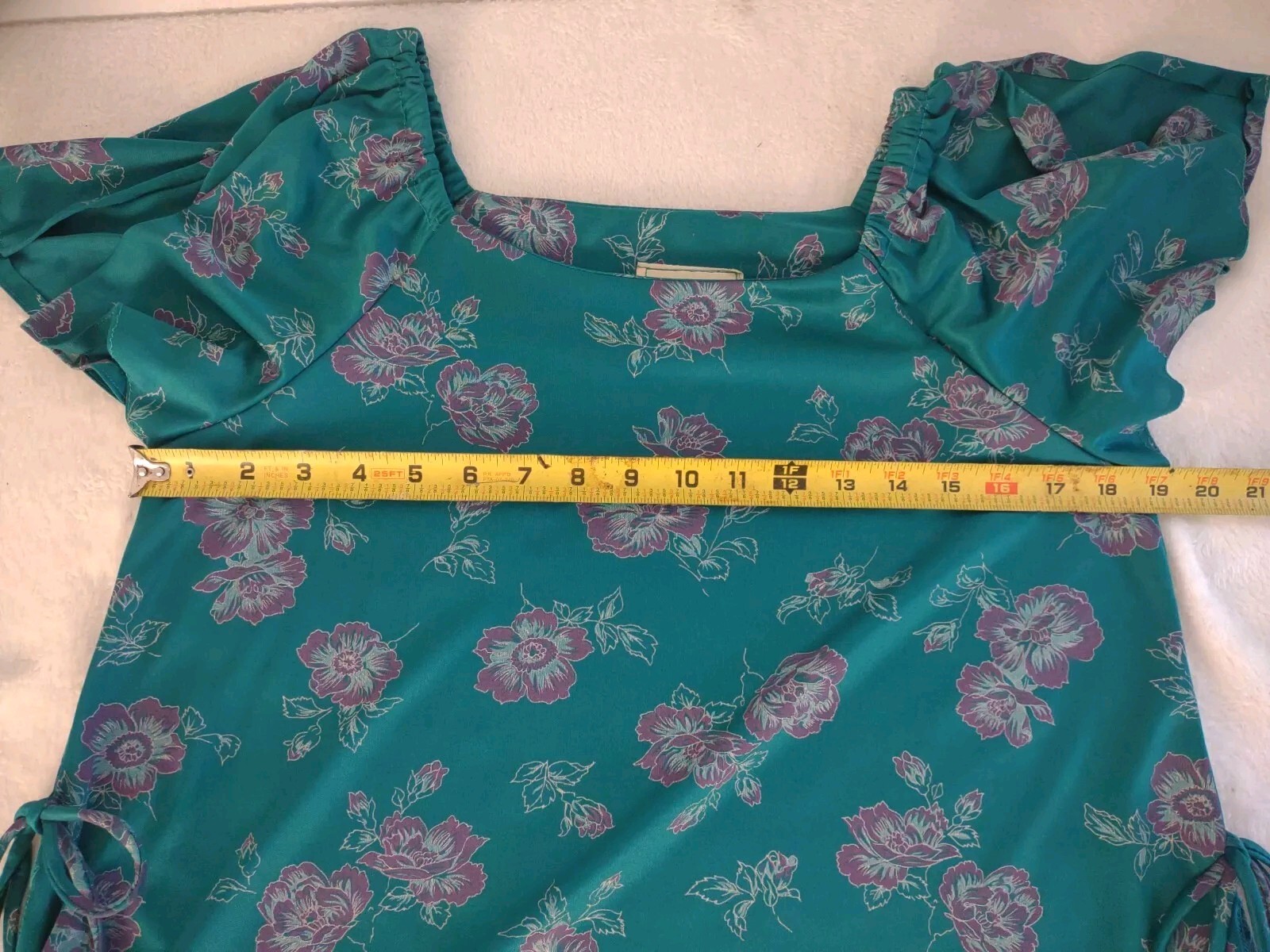 Vintage 70’S Ms. Sugar Teal & Purple Floral Two Piece Outfit Mrs. Roper Look
