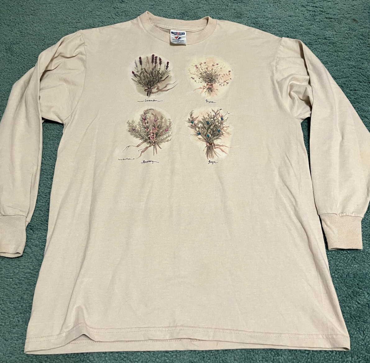 Long sleeves herbs with rhinestones design vintage T shirt Carolyn Shores Wright