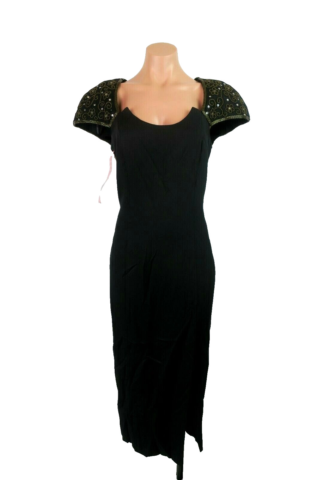 VTG 90s Night Way Sequin Caged Back Cap Sleeve Evening Gown Dress Prom sz 10 NWT